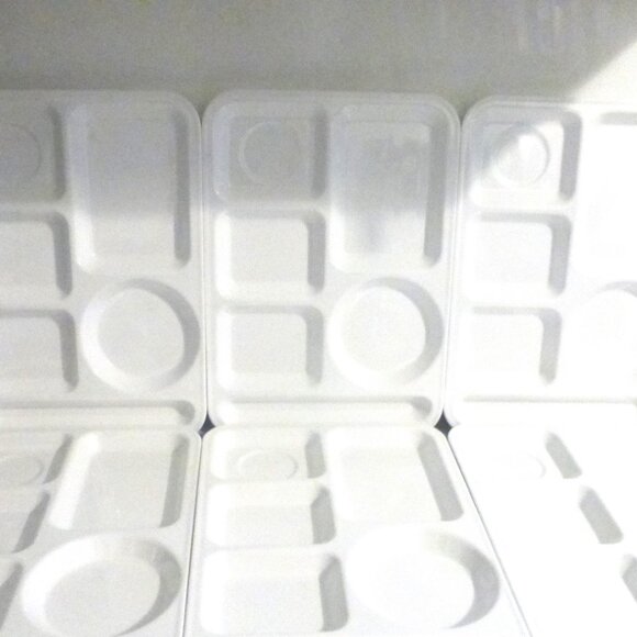 8x WHITE Texas Ware Melamine Ware DINNER TRAYS Vintage Serving Tray TV DINNER - Picture 5 of 9